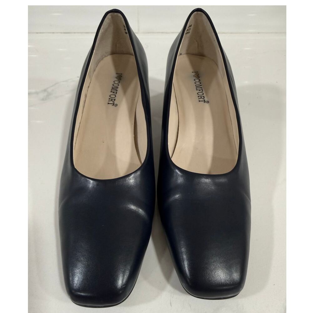 Comfort Plus by Predictions Black Pumps Women's 6.5 M Square Toe Mid Heel Office